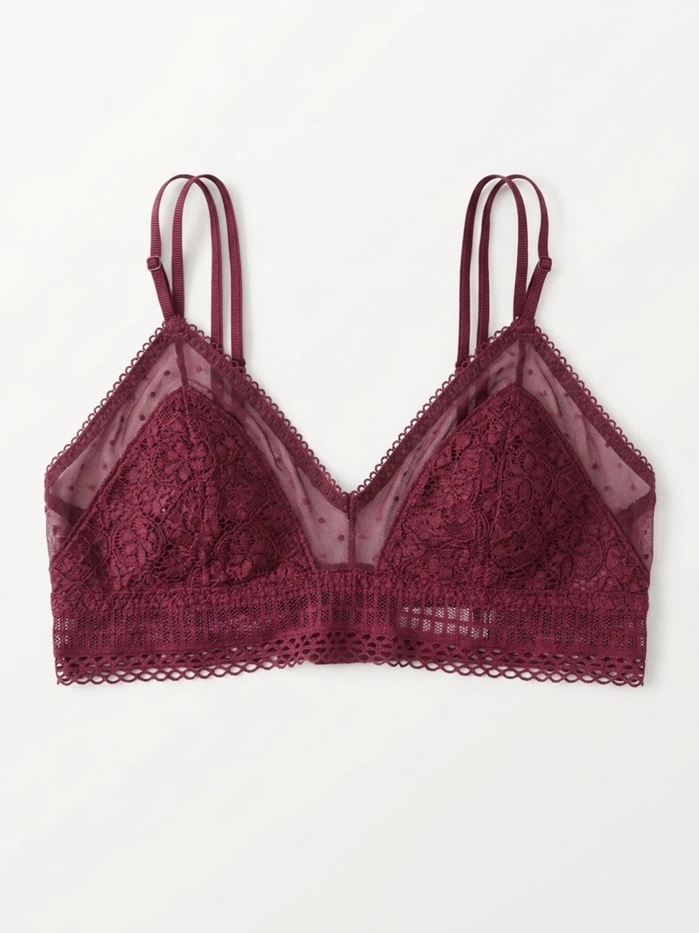 Victoria’s Secret Maroon Plum Lace Plunge Bralette - Size M